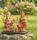 Goddess Lakshmi & Ganesha Murti Resin Set With Antique Finish