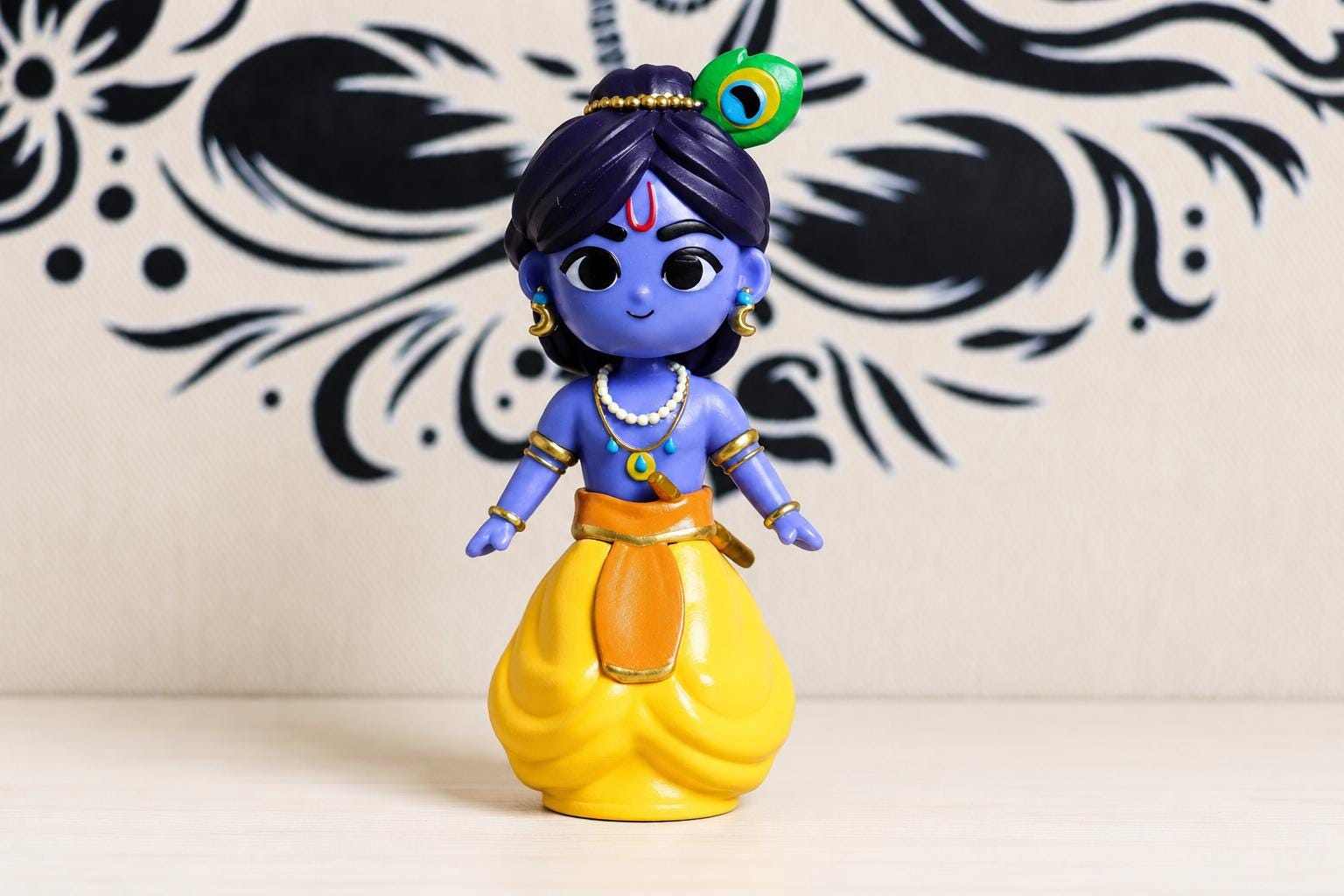 Krishna Radha With Friends Figurine Play Set | Vrindavan Play Dolls, ISKCON Devotional Gift - height -9cm