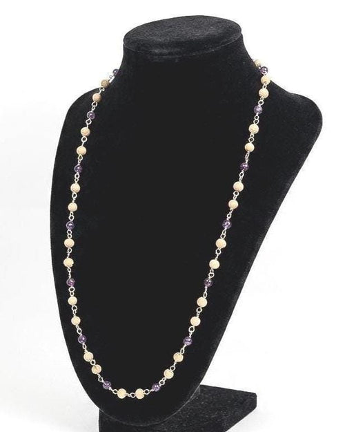 925 Sterling Silver Wire Wrapped Tulsi Necklace with Amethyst Stones
