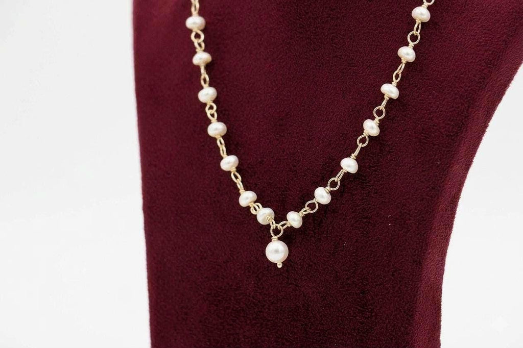 Sterling Silver Pearl Necklace - Minimalist Bridal Necklace,