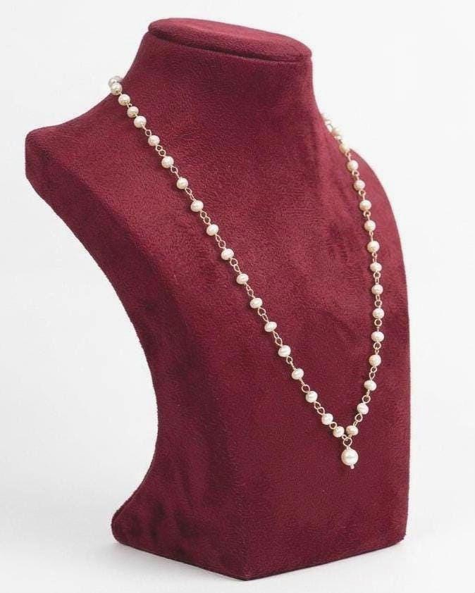 Sterling Silver Pearl Necklace - Minimalist Bridal Necklace,