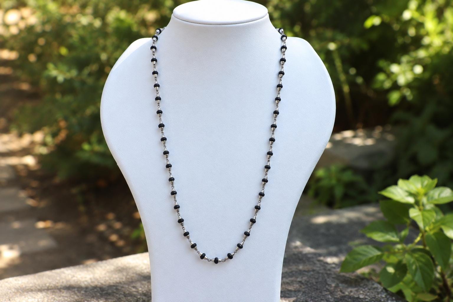 Black Tulsi Mala with 925 Silver Caps – ISKCON Spiritual Prayer Beads