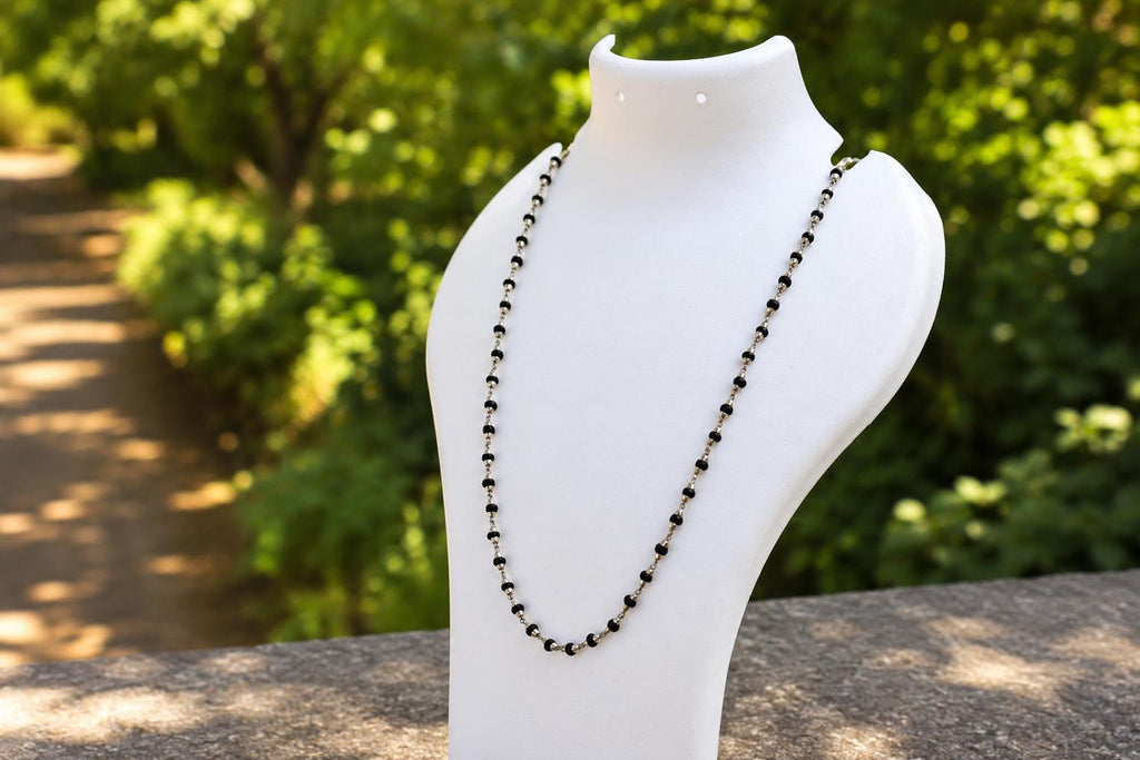 Black Tulsi Mala with 925 Silver Caps – ISKCON Spiritual Prayer Beads