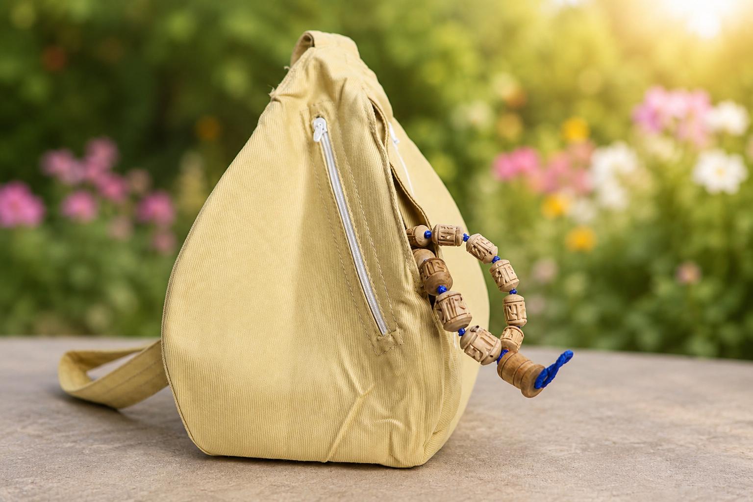 Cotton Japa Bag for Chanting – Japa Time Design, Prayer Bead Pouch