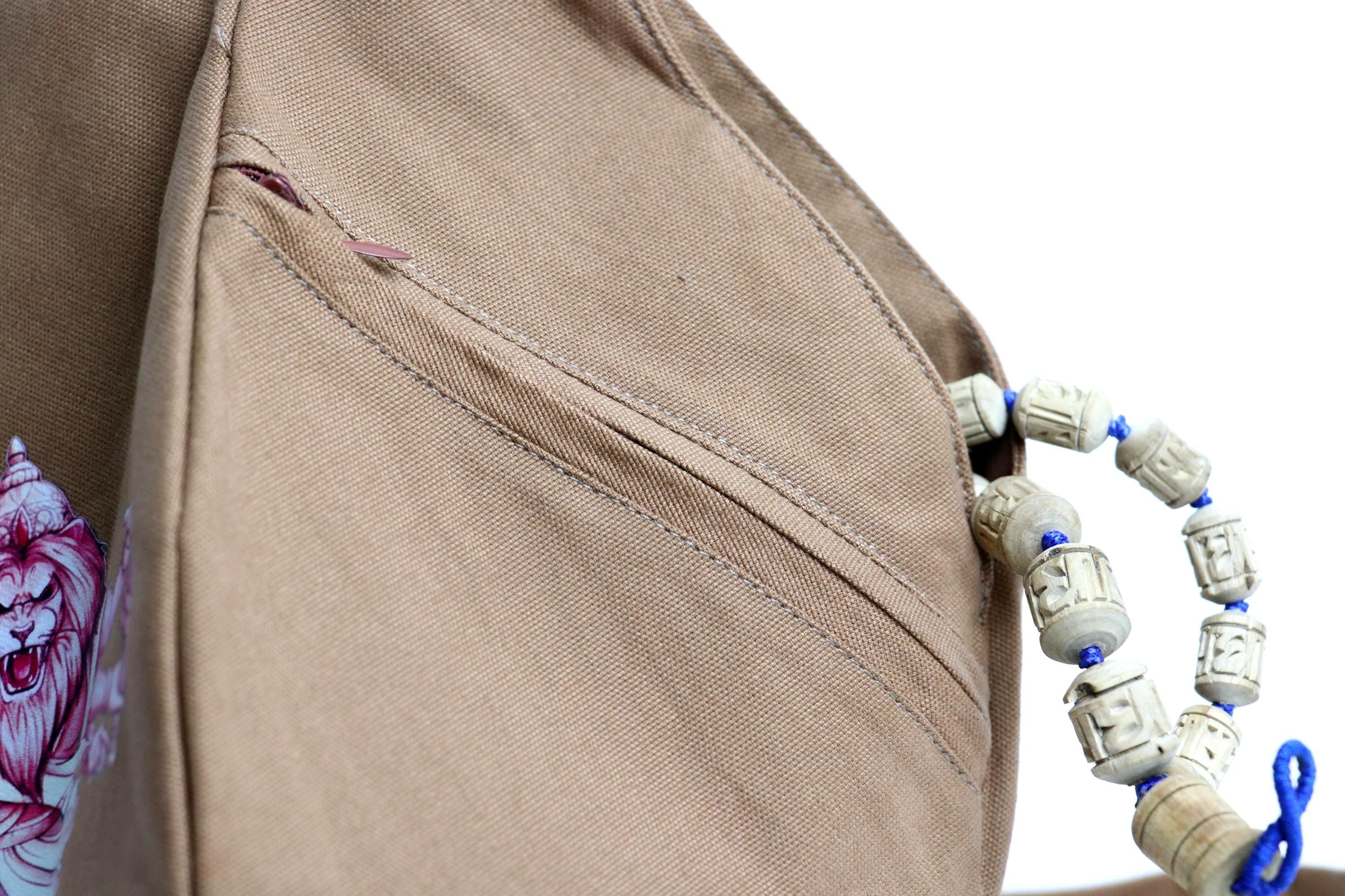 Handmade ISKCON Chanting Bead Bag with Zipper, Tulsi Mala Holder
