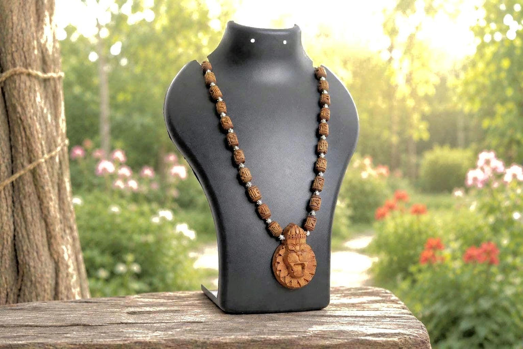 Lord Narsimha Tulsi Mala Pendant | Hand-Carved Mayapur Dham ISKCON Vaishnava Necklace