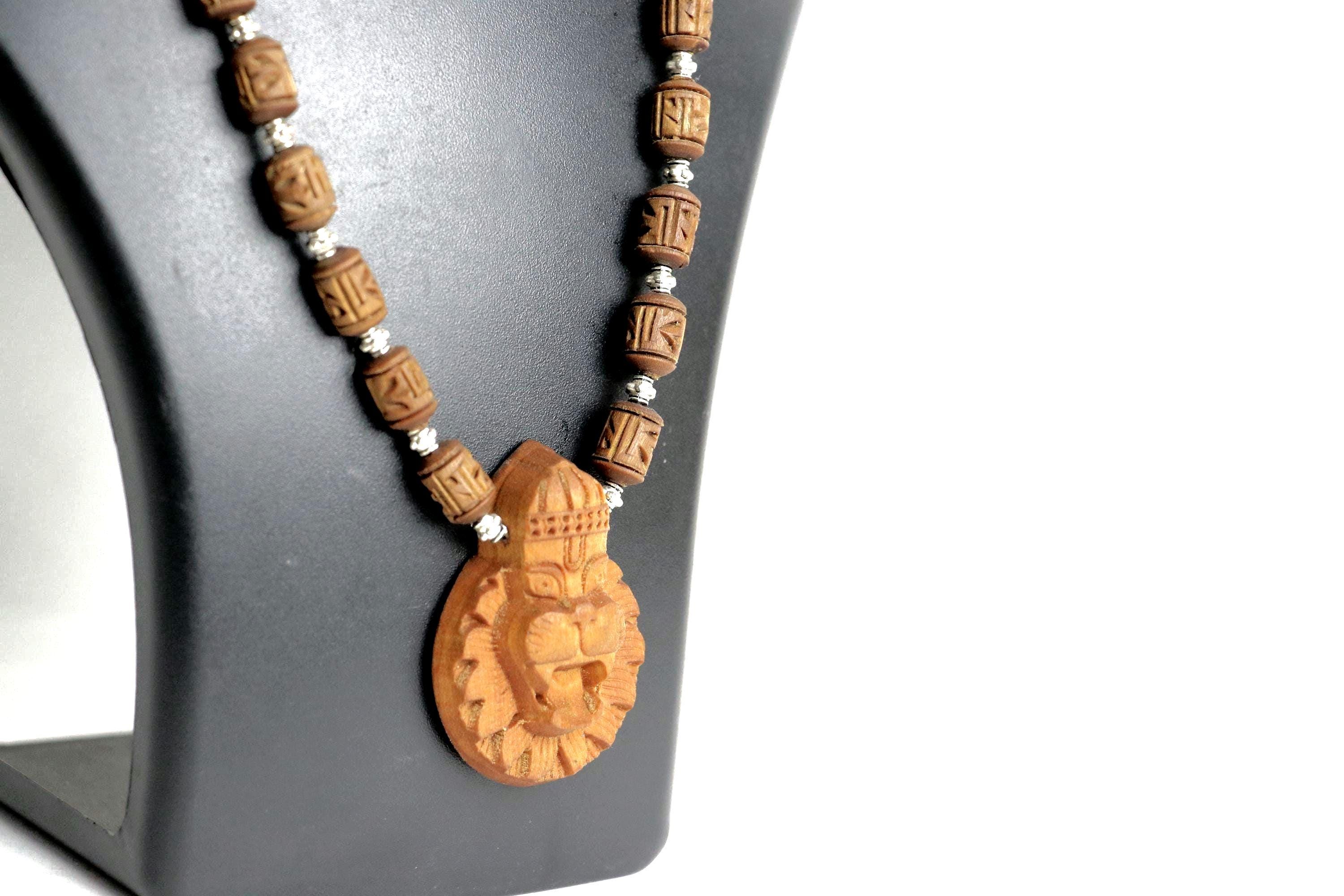 Lord Narsimha Tulsi Mala Pendant | Hand-Carved Mayapur Dham ISKCON Vaishnava Necklace