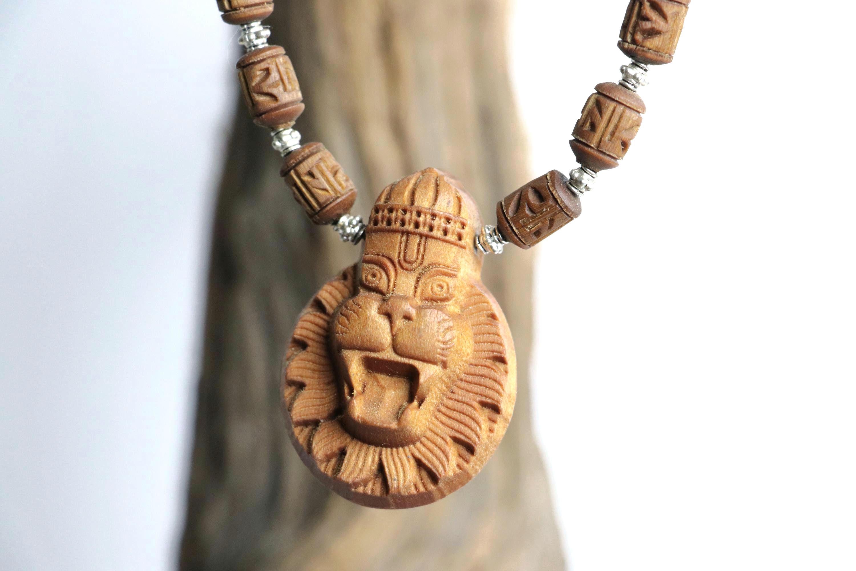 Lord Narsimha Tulsi Mala Pendant | Hand-Carved Mayapur Dham ISKCON Vaishnava Necklace