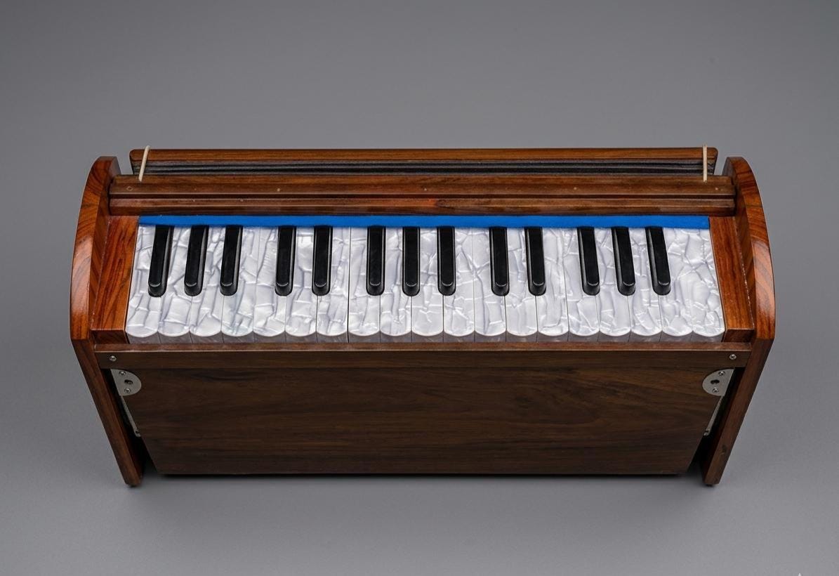 Mini Dolphin Harmonium – 32 Keys, 2.5 Octaves, Kail Wood Kirtan Instrument