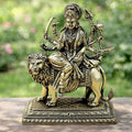 Brass Durga Statue on Lion 4.5-inch– Hindu Goddess Murti for Home Temple Decor