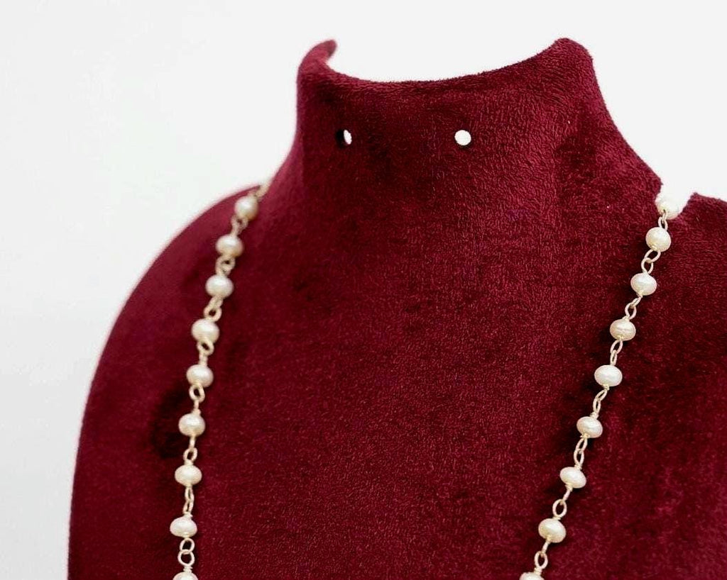 Sterling Silver Pearl Necklace - Minimalist Bridal Necklace,
