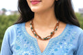 3-Rounds  Silver Tulsi Necklace with Emeralds and Pearls stones – Silver Wire Beaded Jewelry