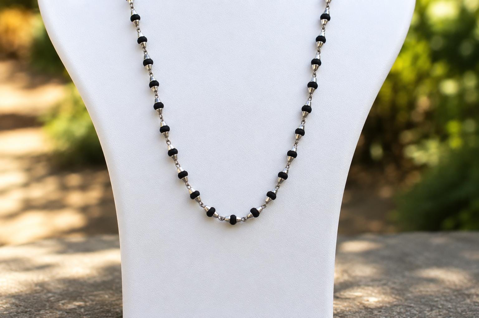 Black Tulsi Mala with 925 Silver Caps – ISKCON Spiritual Prayer Beads