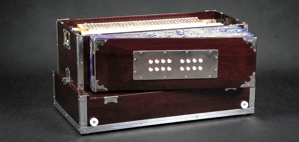 Teak Wood Harmonium – 3 Line Scale Changer, Bass Male Voice, Keyboard Cover