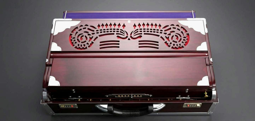 Teak Wood Harmonium – 3 Line Scale Changer, Bass Male Voice, Keyboard Cover