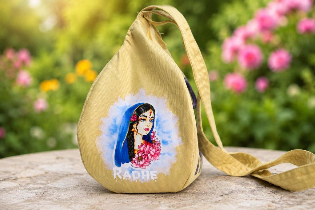 Cotton Japa Bag for Chanting – Japa Time Design, Prayer Bead Pouch