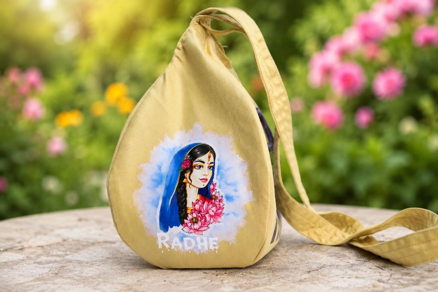 Cotton Japa Bag for Chanting – Japa Time Design, Prayer Bead Pouch