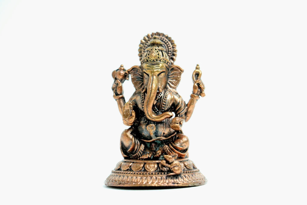 Pure Copper Ganesha Statue 2-inch  | Auspicious Mini Lord Ganpati Idol,