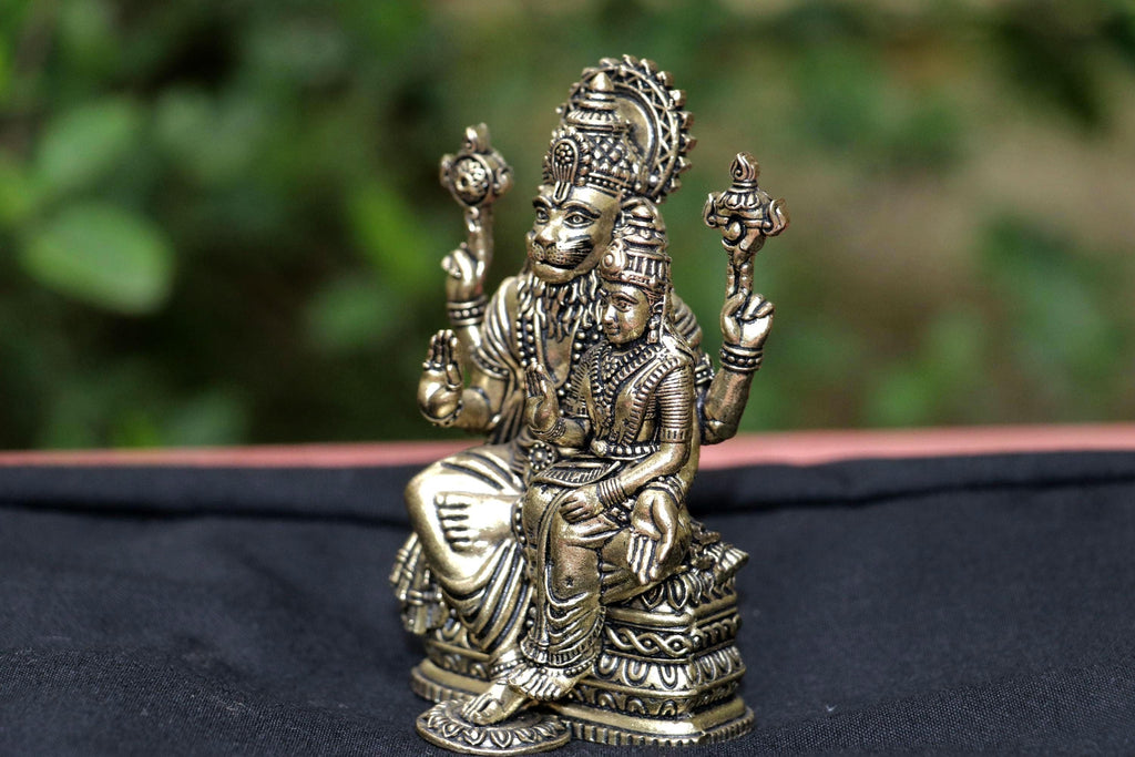 Brass GodessLakshmi Narasimha 4inch Statue – Antique Finish, Indian Artisan Idol-Puja Decor Statue