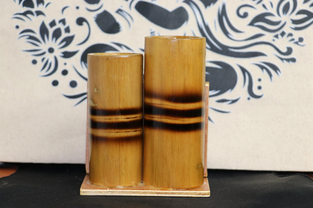 Handmade Bamboo Radha Krishna Pen Holder | ISKCON Desk Organizer, Eco-Friendly Stationery Stand