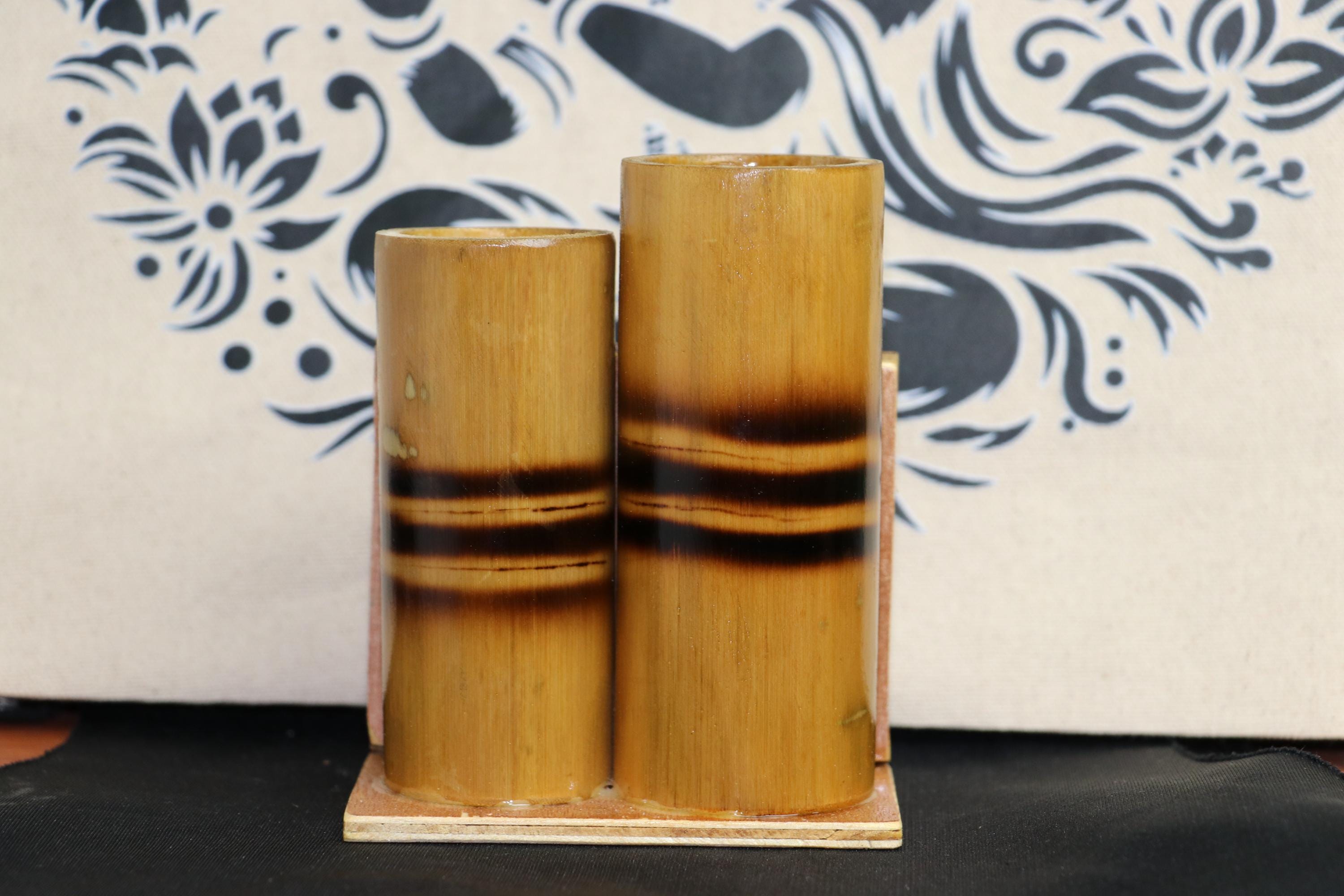 Handmade Bamboo Radha Krishna Pen Holder | ISKCON Desk Organizer, Eco-Friendly Stationery Stand