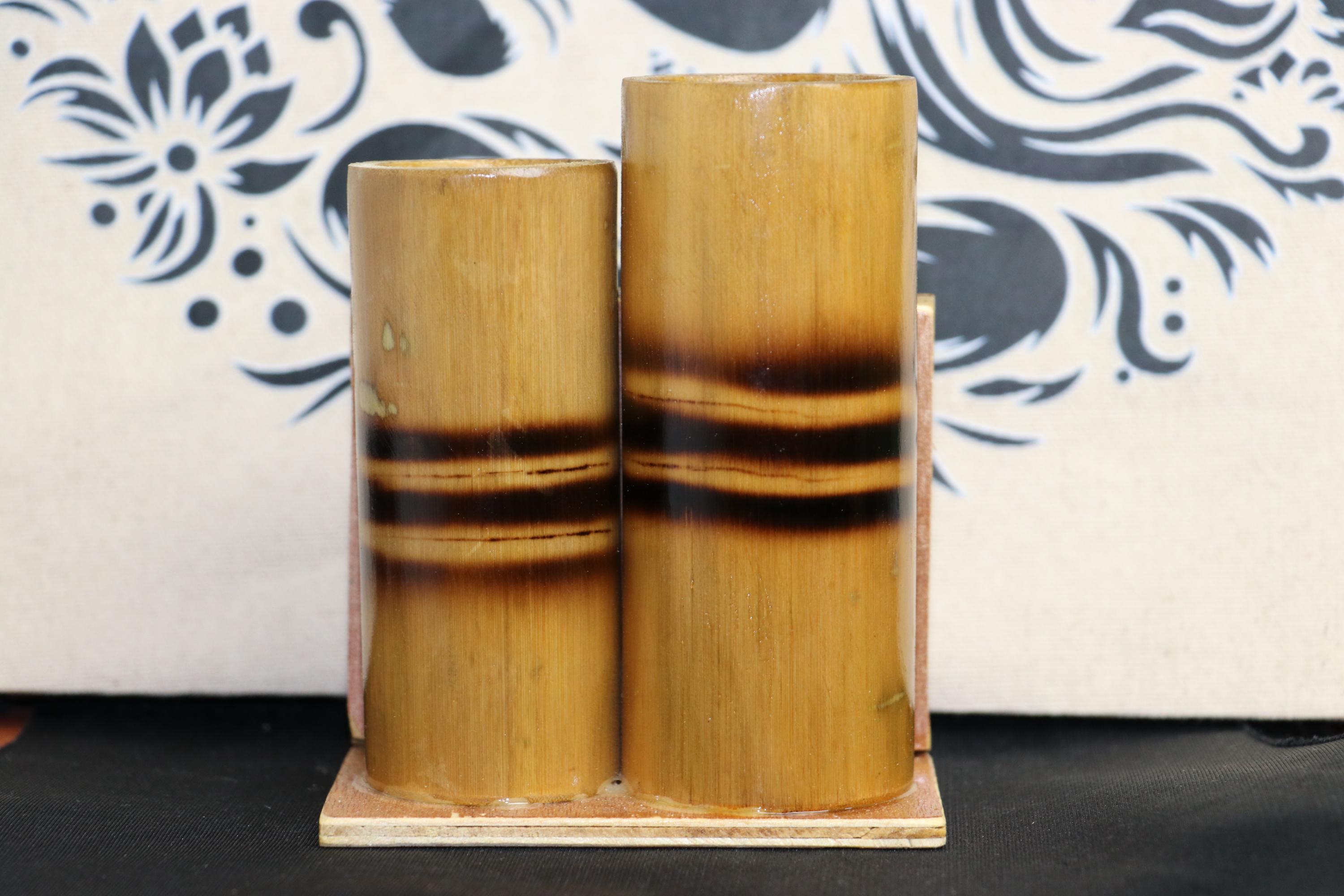 Handmade Bamboo Radha Krishna Pen Holder | ISKCON Desk Organizer, Eco-Friendly Stationery Stand
