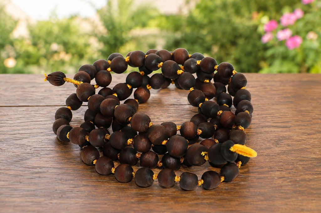 Tulsi Japa Mala 108 Bead | Natural Tulasi Wood Chanting Beads, Meditation, Yoga Practice