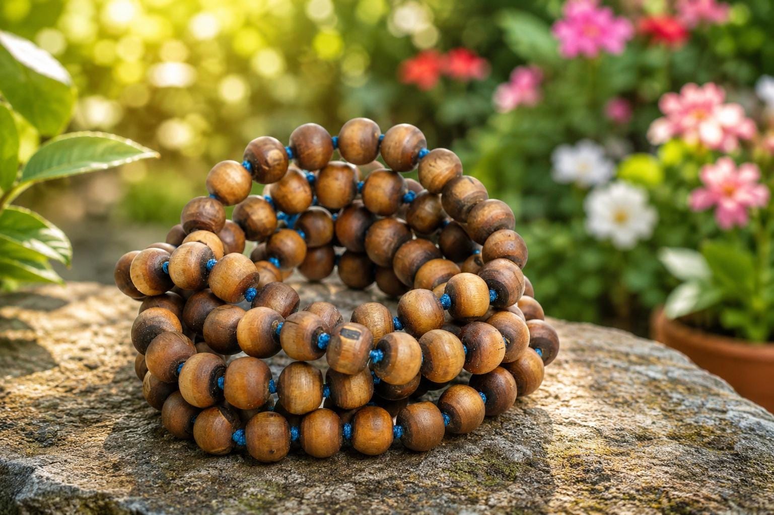 108 Bead Tulsi Japa Mala | Natural Wood Chanting Beads, Meditation, Yoga Practice