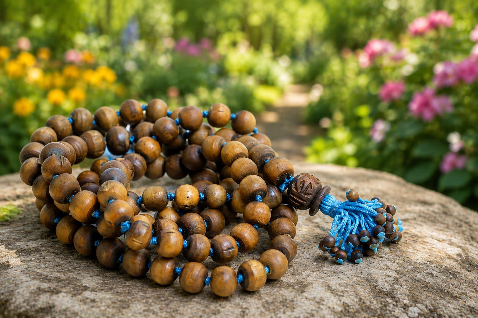108 Bead Tulsi Japa Mala | Natural Wood Chanting Beads, Meditation, Yoga Practice