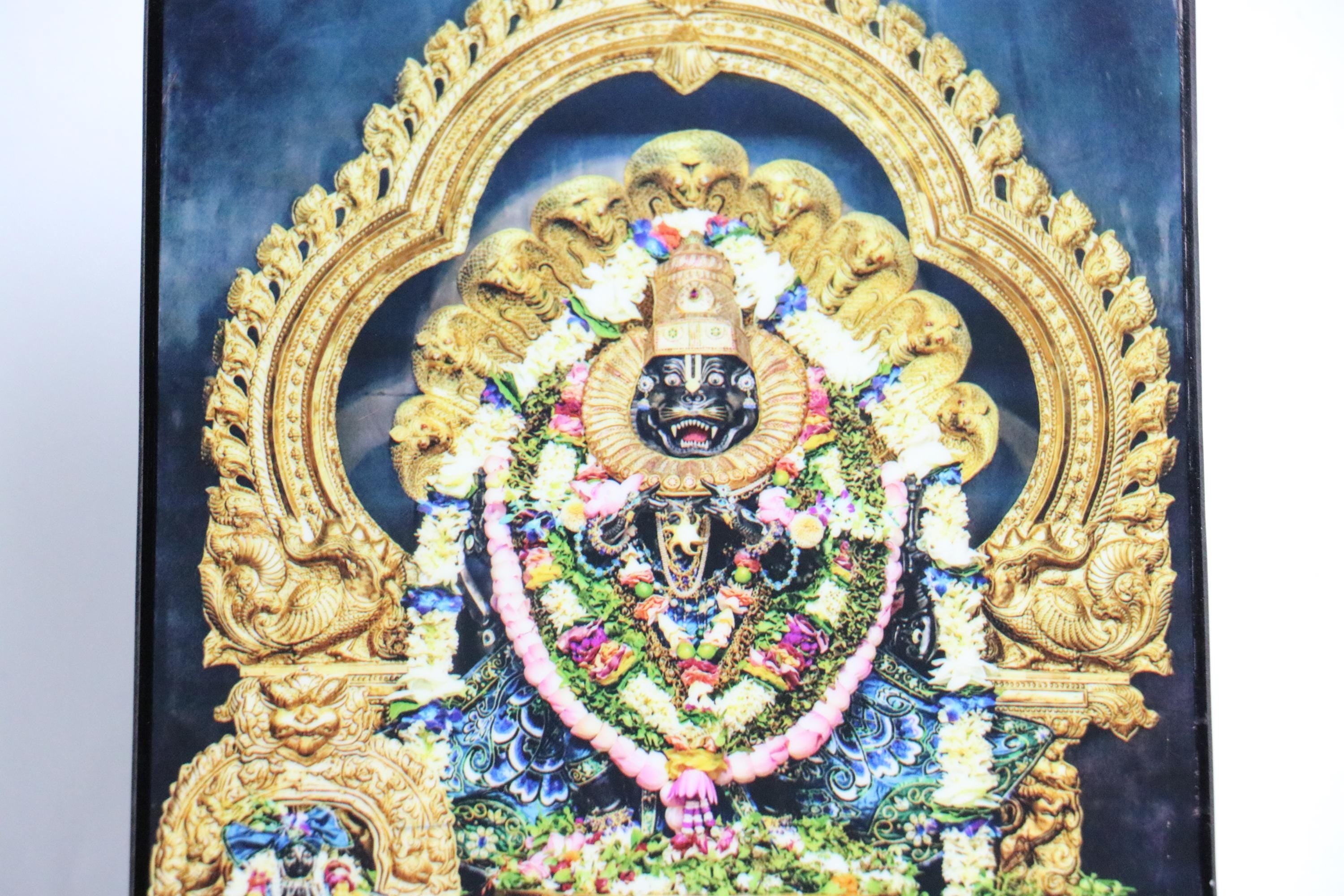 Lord Narasimha Altar Print | Mayapur Deity, Prahlad Maharaja, Spiritual Protection (13x18cm)