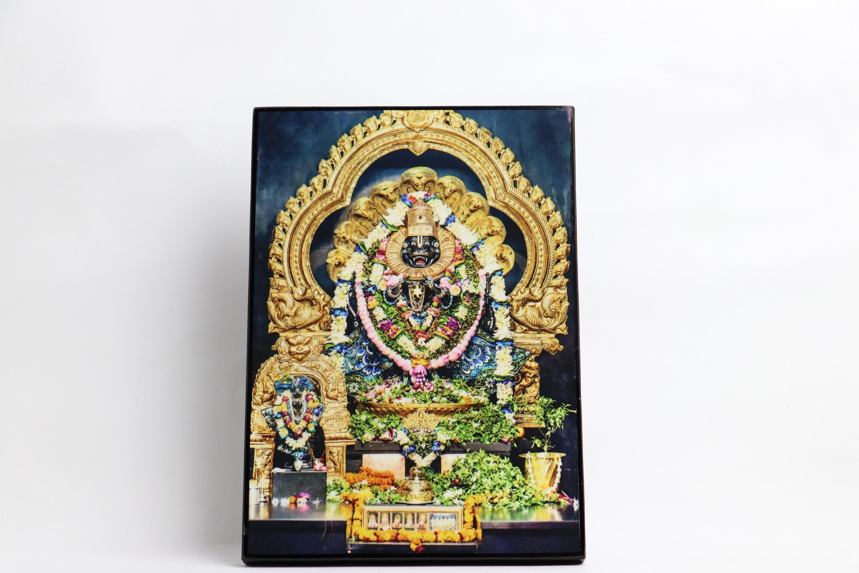 Lord Narasimha Altar Print | Mayapur Deity, Prahlad Maharaja, Spiritual Protection (13x18cm)