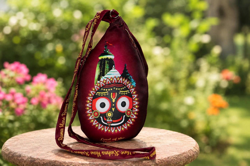 Jagannath Japa Mala Bag – Lord Krishna Meditation Pouch with Zipper Pocket