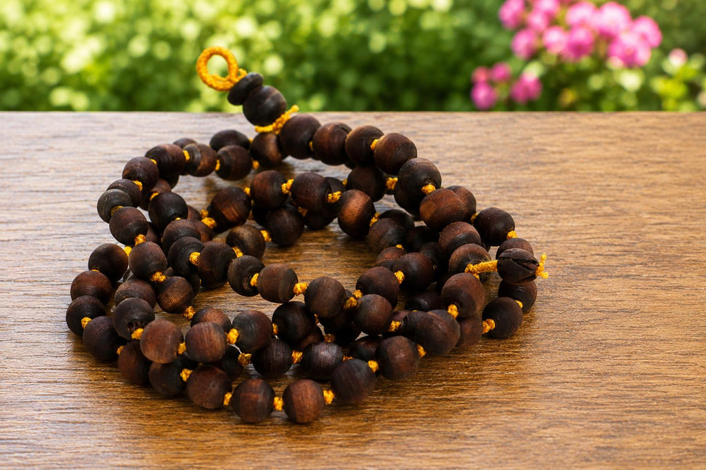 Tulsi Japa Mala 108 Bead | Natural Tulasi Wood Chanting Beads, Meditation, Yoga Practice