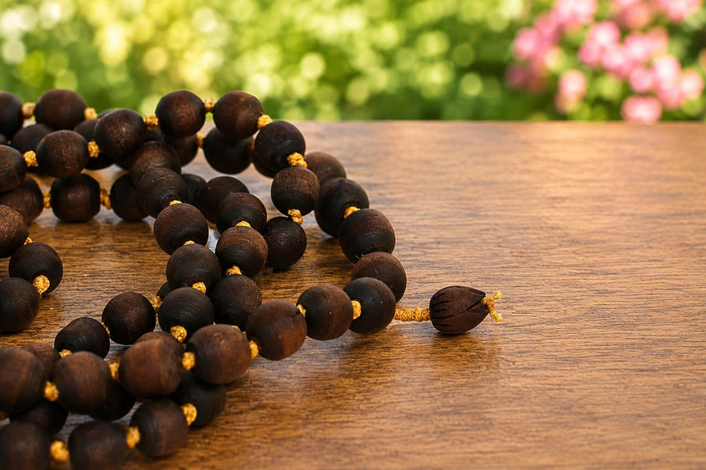 Tulsi Japa Mala 108 Bead | Natural Tulasi Wood Chanting Beads, Meditation, Yoga Practice