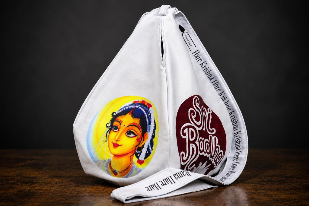 Cotton Japa Chanting Bag – Radha Design, Standard size , Prayer bead bag