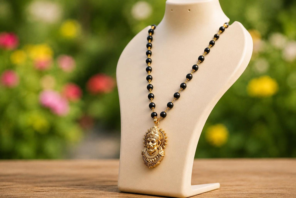 Karungali Beads Mala Necklace With Hanuman Pendant, Ebony Wood Hindu Deity Jewelry, Spiritual Men