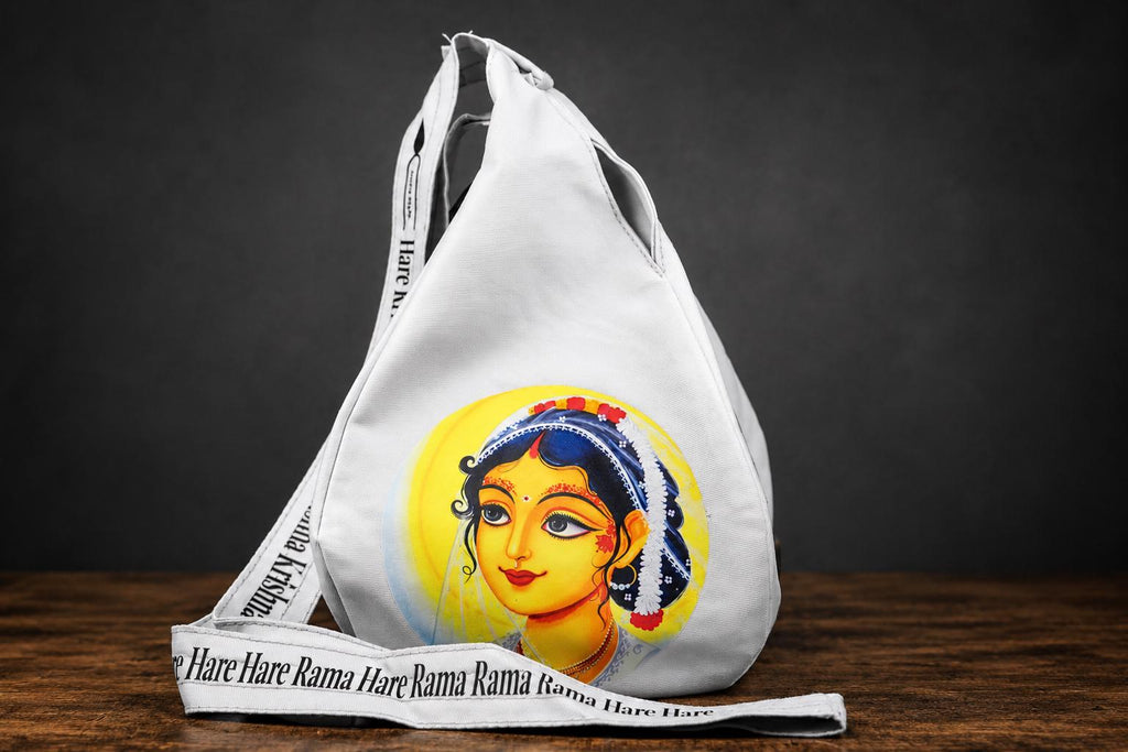 Cotton Japa Chanting Bag – Radha Design, Standard size , Prayer bead bag