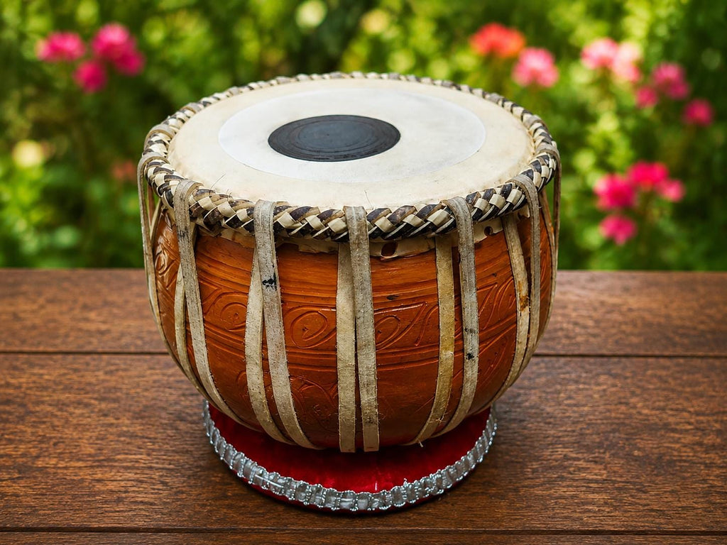 Handmade Clay Tabla Drum Set | Sheesham Wood Dayan, Indian Percussion Pair - gift for musician