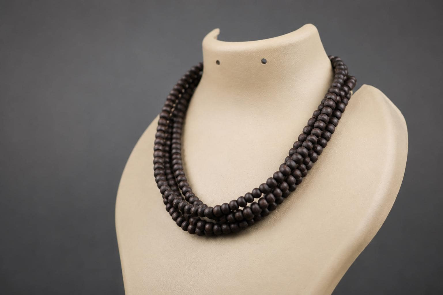 3-Round Black Tulsi Mala Necklace – Sacred Tulasi Wood Kanthimala - Spirutual Gift