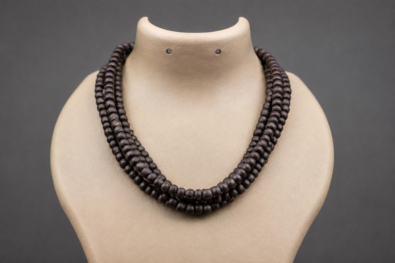3-Round Black Tulsi Mala Necklace – Sacred Tulasi Wood Kanthimala - Spirutual Gift