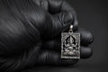Silver Tone Finish Ganesh Metal Pendant | Sanskrit Mantra Sacred Ganesha