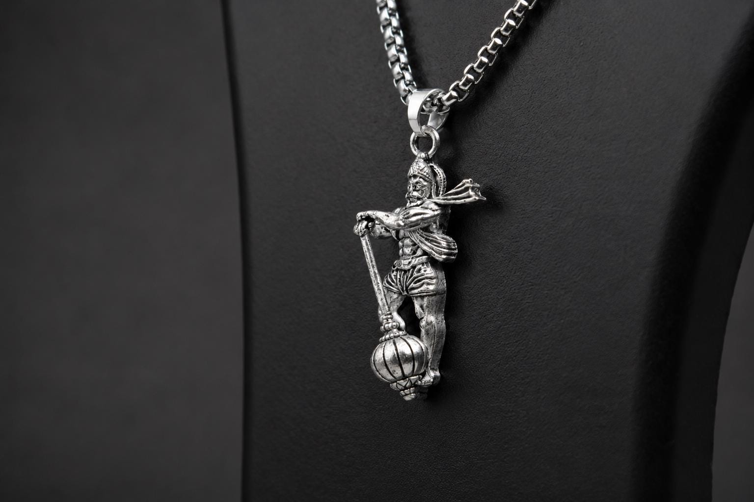 Lord Hanuman Pendant Necklace, Hindu Deity Metal Jewelry, Spiritual Men Women
