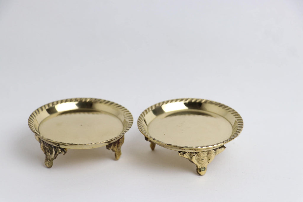 Set of Brass Puja Plates 3 Inch | Handmade Round Brass Offering Plate