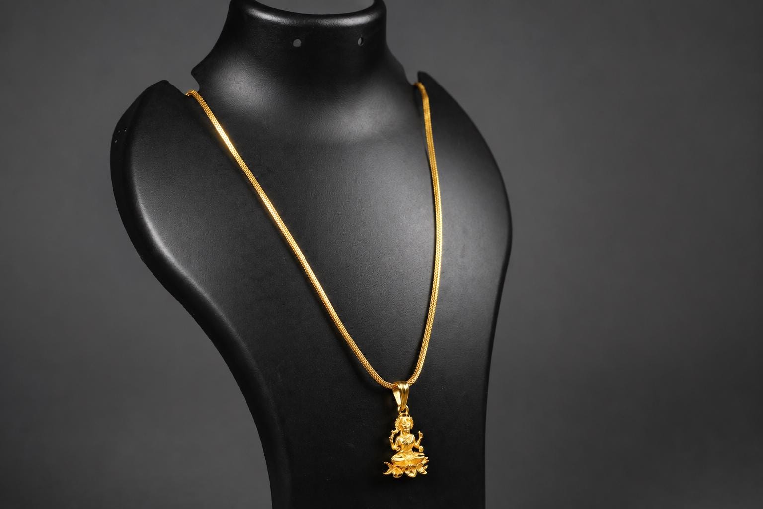 Panchaloha Lakshmi Pendant Necklace, Five Metal Sacred Lotus Goddess Locket