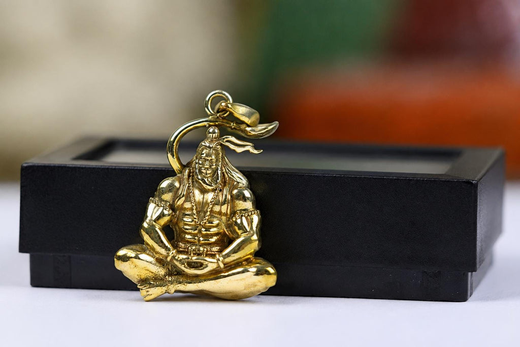 Panchdhatu Meditating Hanuman Pendant  Sacred Spiritual Jewelry Gift, Anjeneeya Swami Protection Amulet