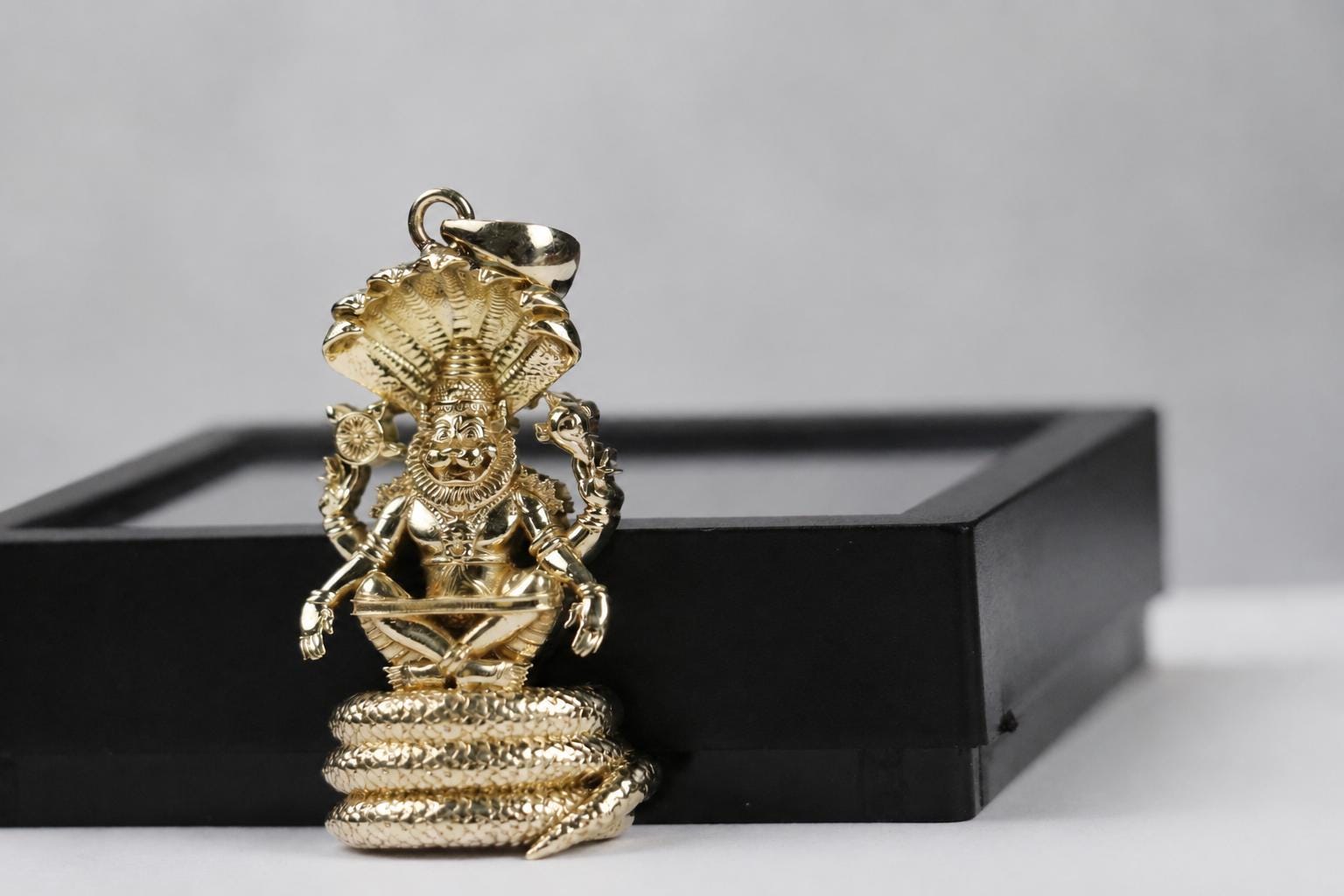 Panchdhatu Narsimha Sitting Sheshnag Pendant, Sacred Ugra Narsing Spiritual Panchaloha  Jewelry
