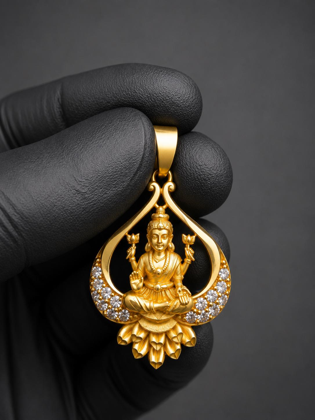 Panchdhatu Godess Lakshmi Maa Amulet, Vedic Protection Panchaloham Jewelry
