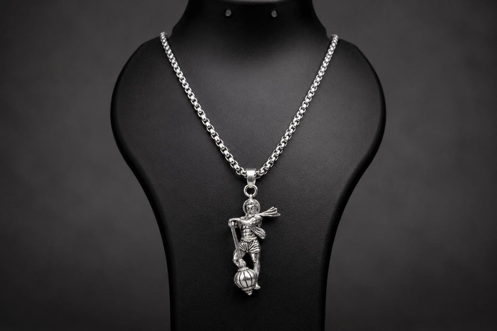 Lord Hanuman Pendant Necklace, Hindu Deity Metal Jewelry, Spiritual Men Women