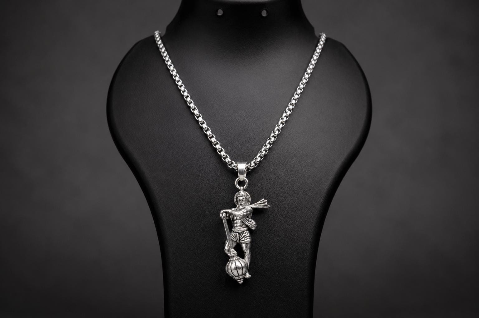 Lord Hanuman Pendant Necklace, Hindu Deity Metal Jewelry, Spiritual Men Women