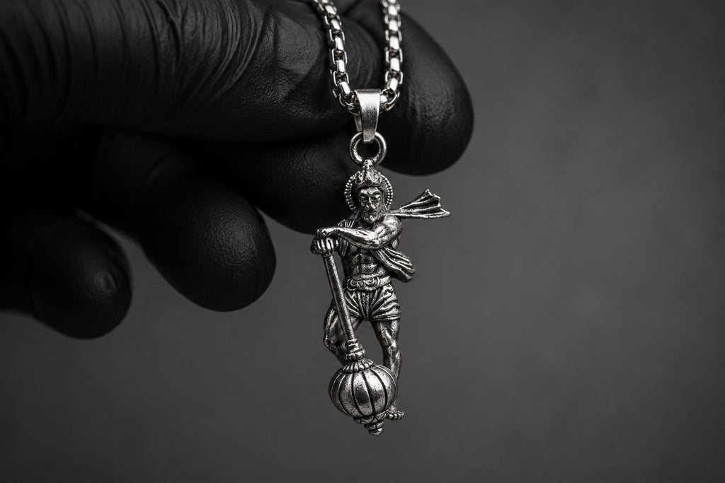 Lord Hanuman Pendant Necklace, Hindu Deity Metal Jewelry, Spiritual Men Women